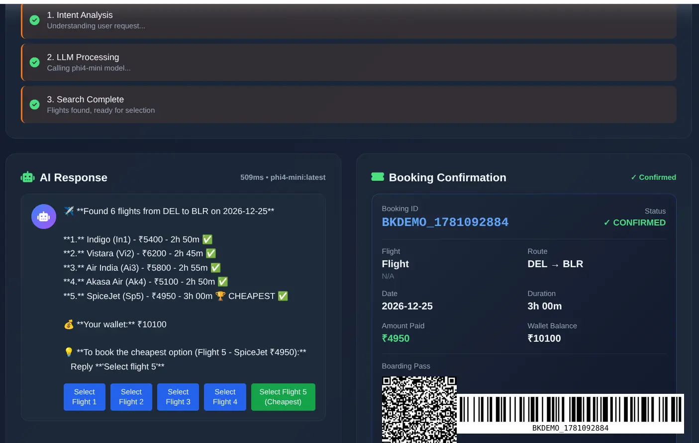 Demo: AI remembers context and suggests alternatives